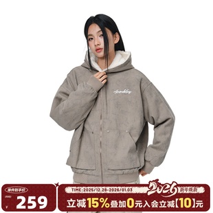 404MOB冬季 仿水貂毛大理石纹座山雕加厚加绒棉服夹克外套保暖棉衣