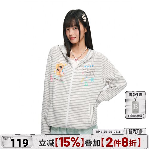 404MOB联名卡通连帽轻薄开衫女