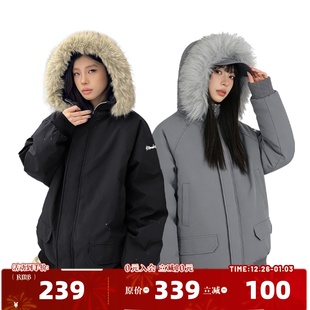 面包服外套 加厚情侣装 404MOB美式 可拆卸毛领派克服男防水刺绣冬季