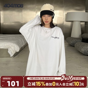 圆领内搭 t恤男女打底衫 404MOB美式 260g重磅潮流刺绣双面暖绒长袖