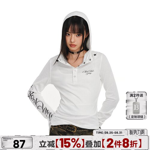 404MOB哥特防晒薄纱连帽T恤女