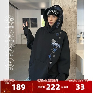 404MOB雪花刺绣设计感加绒加厚2025新款 秋冬连帽卫衣情侣街头外套