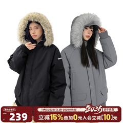 404MOB美式可拆卸毛领派克服男防水刺绣冬季加厚情侣装面包服外套