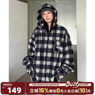 外套2025春季 衬衫 美式 子长袖 慵懒风格 404MOB磨毛加厚刺绣连帽衬衫