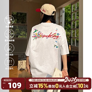 T恤男女宽松凉感防晒t 404MOB蜂鸟花卉重工刺绣短袖 黄子弘凡同款