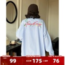 衬衫 404MOB重工刺绣长袖 中性风Cozyfit蓝色条纹外套 周柯宇同款