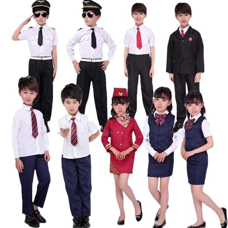 儿童空姐飞行员老师演出服