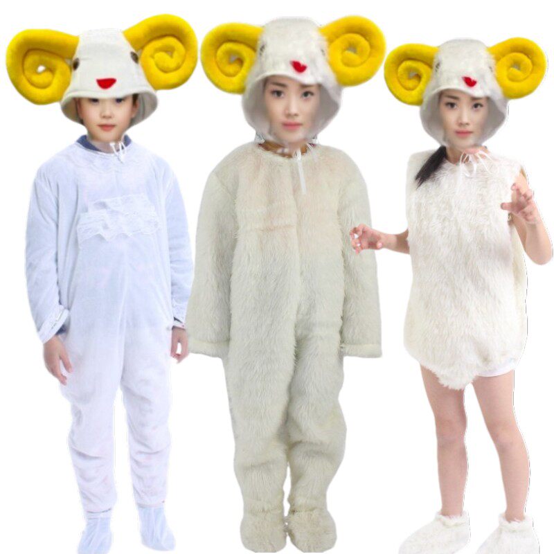 儿童绵羊白山羊小羊羔动物演出服