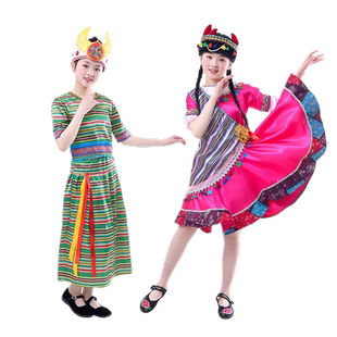 六一儿童少数民族风表演服幼儿园独龙族演出服男女童舞台舞蹈服装