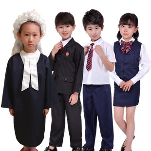 儿童普法教育模拟法庭角色法袍法官体验扮演法槌律师法警表演服装