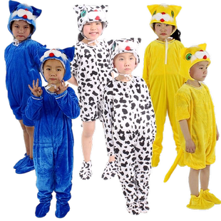 圣诞节儿童小猫咪咪演出服幼儿园男女童动物黑猫白猫花猫表演服装