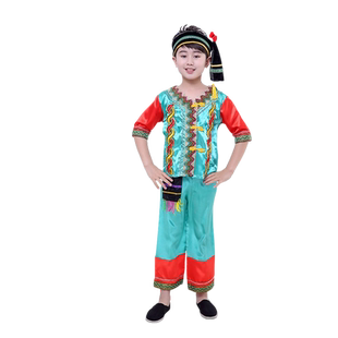 儿童阿昌族民族表演服装 幼儿园阿昌族演出服 男女童舞台舞蹈服装