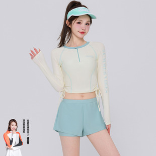 海边度假专用游泳衣套装 泳衣女2025新款 泳裤 防晒保守大码 分体长袖
