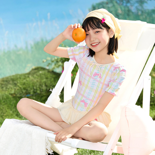 防晒速干泳衣套装 儿童泳衣女孩2026新款 中大童连体专业训练三角款