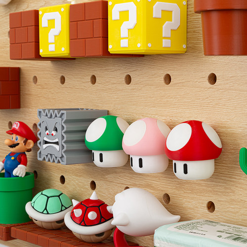 适用15MM木质洞洞板配件摆件马里奥挂件超级玛丽笔筒储物盒收纳