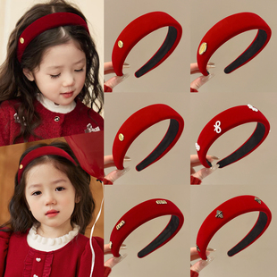 新年红色发箍儿童女高颅顶发捆女童压发发卡小女孩不勒头头箍头饰