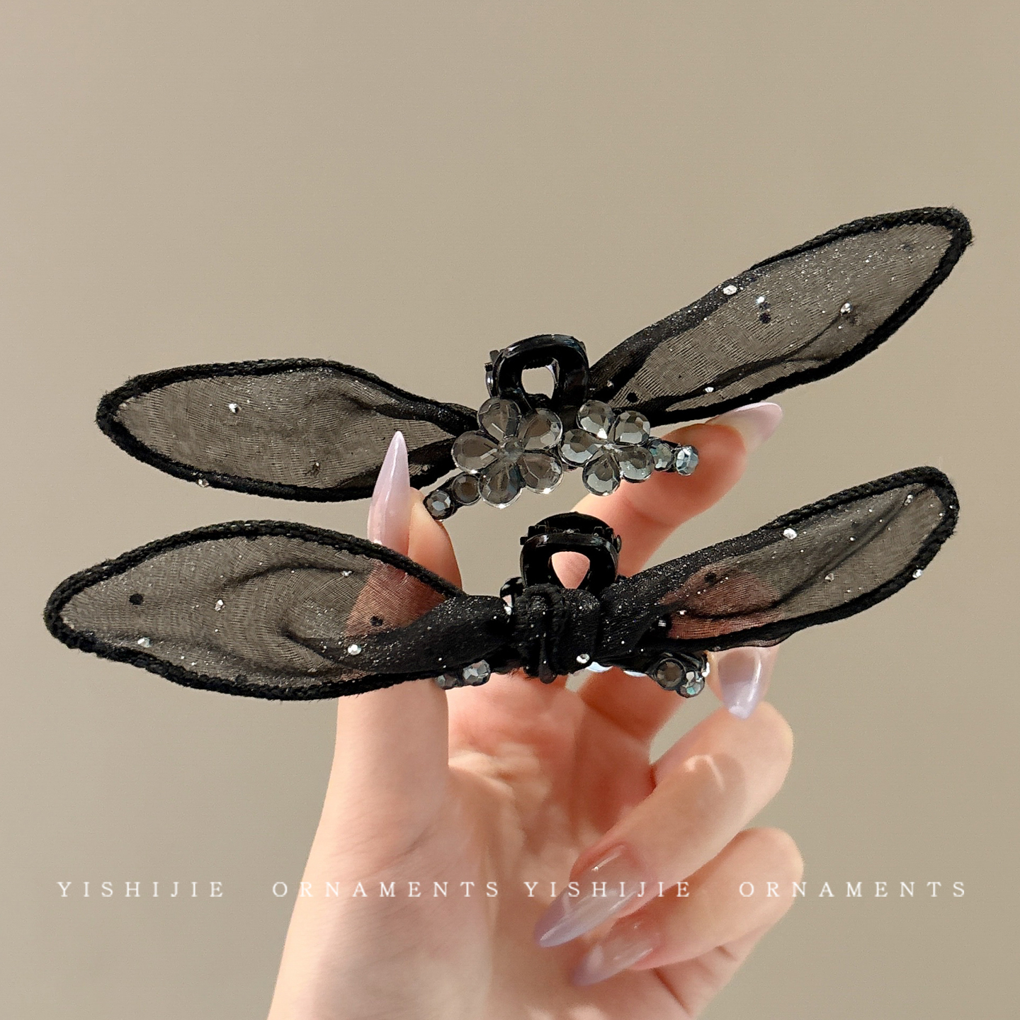 蕾丝水钻兔耳小抓夹女2025新款