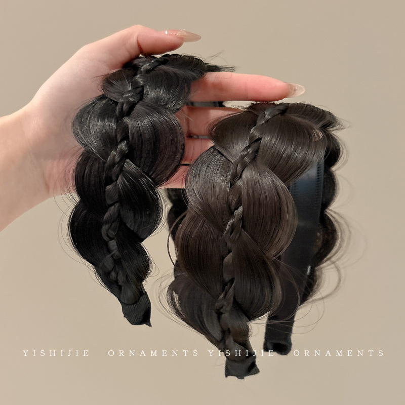 鱼骨麻花辫假发发箍女日常外戴