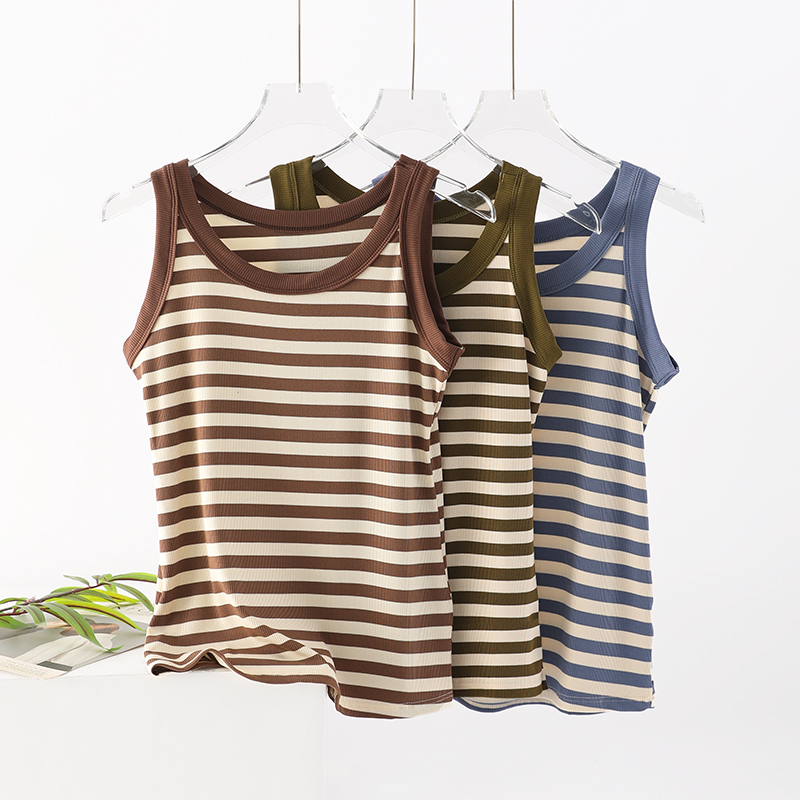 吊带背心女内搭夏季新款莫代尔螺纹防走光条纹内衣无袖打底上衣