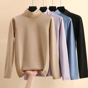 新款双面德绒高领打底衫女秋冬季内搭加绒加厚2024女保暖上衣洋气