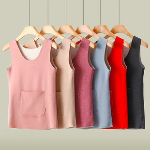 保暖背心女士无痕德绒加绒加厚内搭羊绒蚕丝吊带打底内衣秋冬新款
