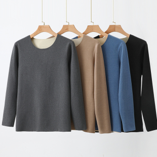 加厚秋衣打底衫 秋衣保暖上装 内穿 德绒无痕保暖内衣男士 秋冬新款