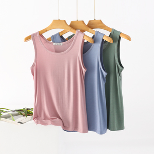 莫代尔吊带背心女夏薄款纯色无袖打底衫修身百搭简约内搭U领上衣