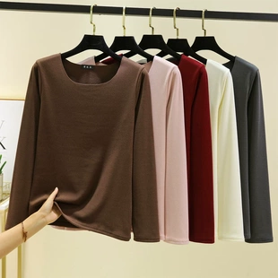 内搭秋衣长袖 女冬季 T恤上衣 德绒加绒加厚保暖无痕发热打底衫 大码