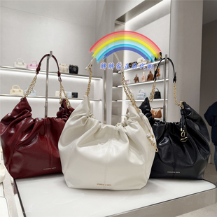 CHARLES&KEITH小CK2-40151610带包挂油蜡皮大容量托特包hobo福袋