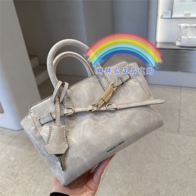 CHARLES&KEITH小CK2-30271702锁扣褶皱斜挎单肩包油蜡手提凯莉包
