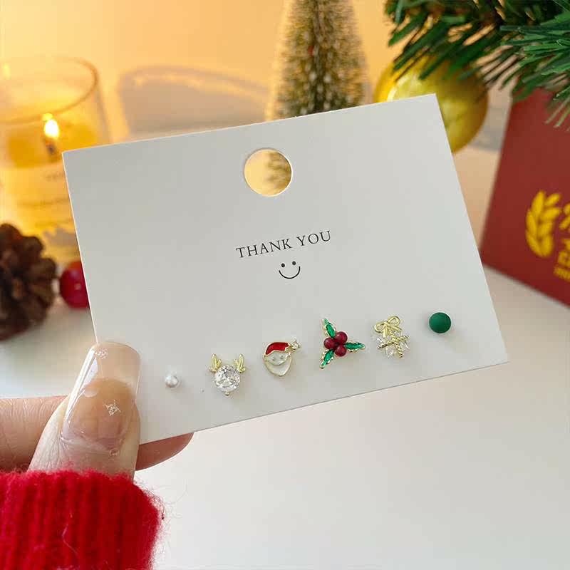 s925 silver needle christmas earrings elderly lady gift asy