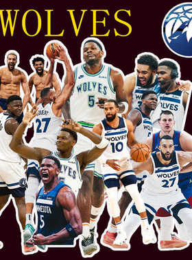 森林狼队贴纸合集wolves 狼队周边2024新赛季贴画不干胶手机贴