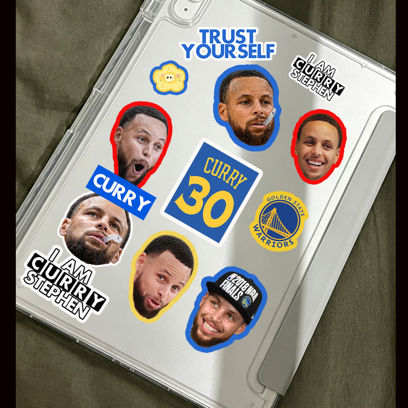 库里可爱大头贴 防水自粘 NBA周边平板手机电脑相册装饰DIY