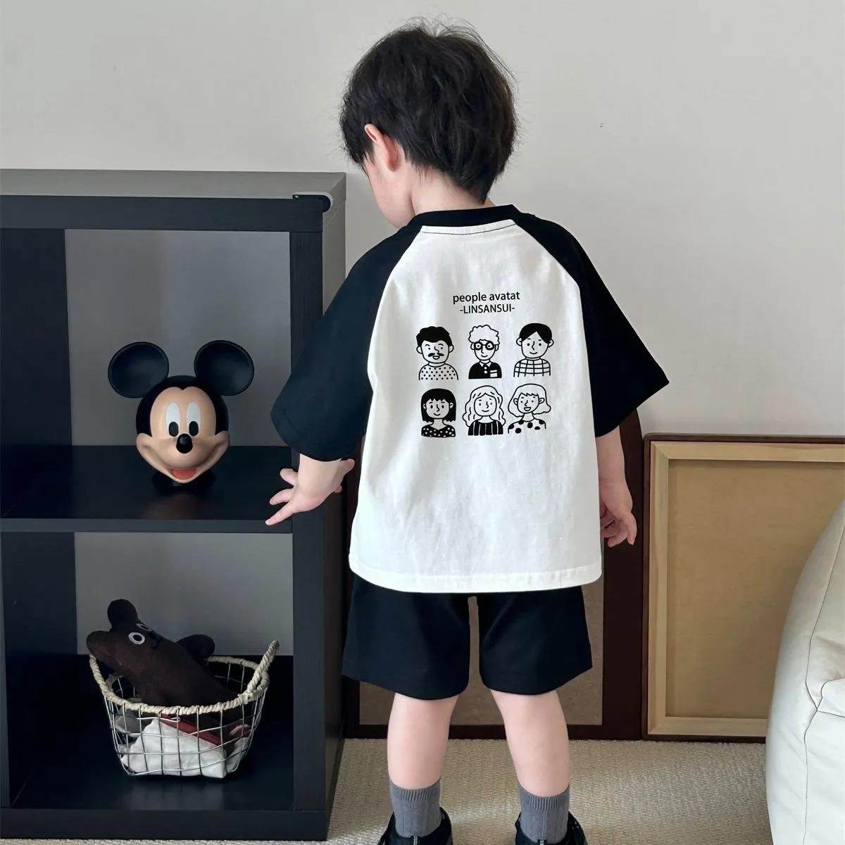 纯棉男女中小童短袖t恤夏季韩版潮流可爱宝宝插肩撞色半袖t上衣,童装/婴儿装/亲子装,套装,淘宝优惠券,粉丝福利购,淘宝优惠卷