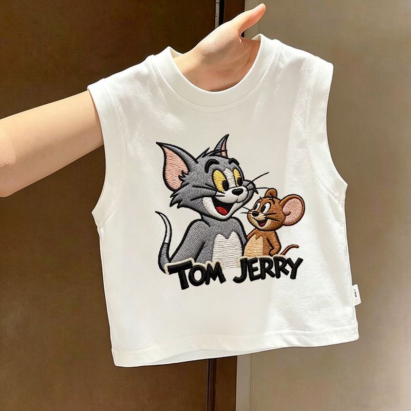 猫和老鼠衣服男女童背心无袖T恤夏季薄款纯棉中大儿童上衣打底衫