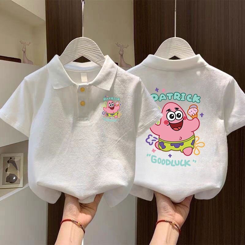 儿童Polo衫潮牌纯棉短袖t恤男女夏季新款字母印花宽松显瘦上衣ins