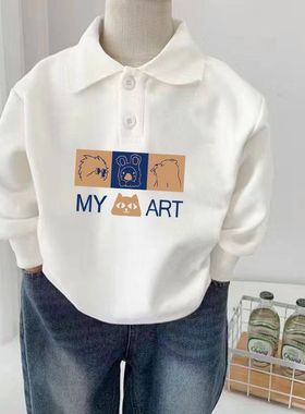 男童POLO衫100%纯棉长袖宝宝儿童上衣春秋新款百搭T恤洋气潮上衣