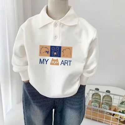 男童POLO衫100%纯棉长袖宝宝儿童上衣春秋新款百搭T恤洋气潮上衣