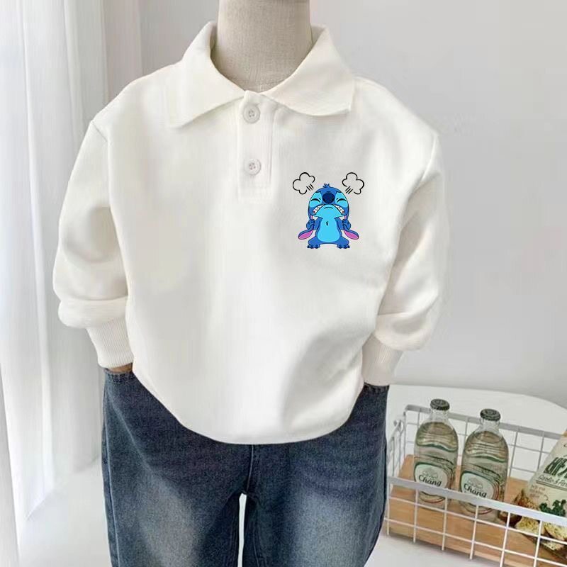2026款童趣卡通印花长袖POLO衫宝贝外穿薄款春秋季套头上衣男女童