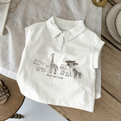 无袖 T恤纯棉背心新款 薄款 2026上衣服Polo衫 男童女童夏季 外穿宝宝