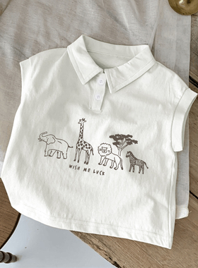 2025上衣服Polo衫无袖T恤纯棉背心新款薄款男童女童夏季外穿宝宝