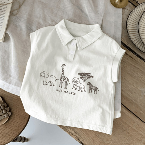 2025上衣服Polo衫无袖T恤纯棉背心新款薄款男童女童夏季外穿宝宝