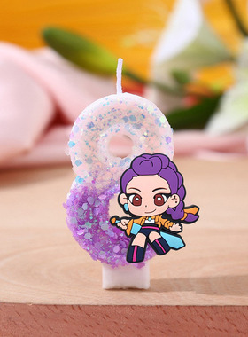 猎魔女团派对布置儿童生日蛋糕数字蜡烛0到9岁周岁聚会卡通装饰品