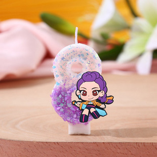 猎魔女团派对布置儿童生日蛋糕数字蜡烛0到9岁周岁聚会卡通装饰品