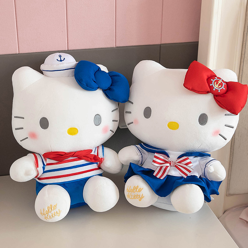 正版HelloKitty公仔情侣海军KT玩偶猫咪娃娃毛绒玩具抱枕生日礼物 玩具/童车/益智/积木/模型 毛绒/玩偶/公仔/布艺类玩具 原图主图