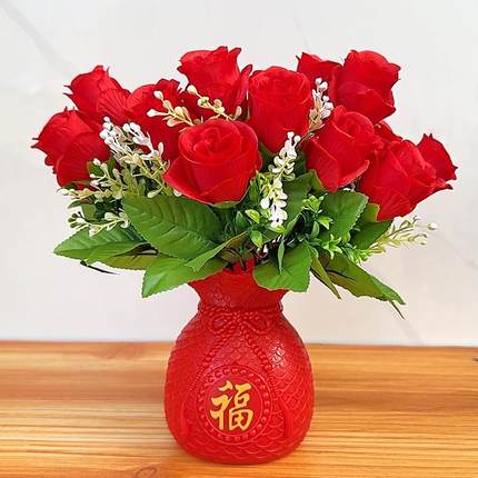 客厅酒柜创意摆件假花仿真花套装饰品室内餐桌塑料花卉盆景摆设花