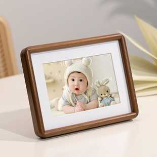 实木相框定制照片洗儿童成长相片做成画框加打印宝宝67寸相册摆件