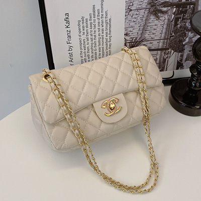 轻奢新款女包2025简约时尚菱格小香风单肩斜挎包小方包高级感bags