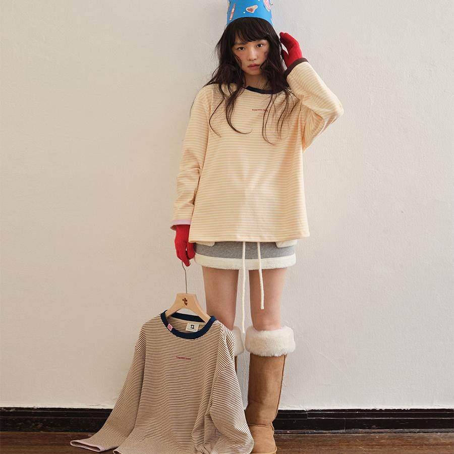 TDDP印花德绒长袖字母T恤宽松