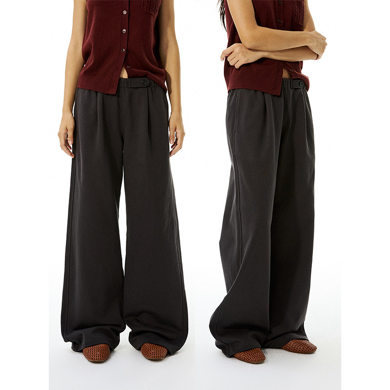 TDDP 1oo高密精梳棉运动休闲长裤女2025新款秋季宽松垂感直筒裤子